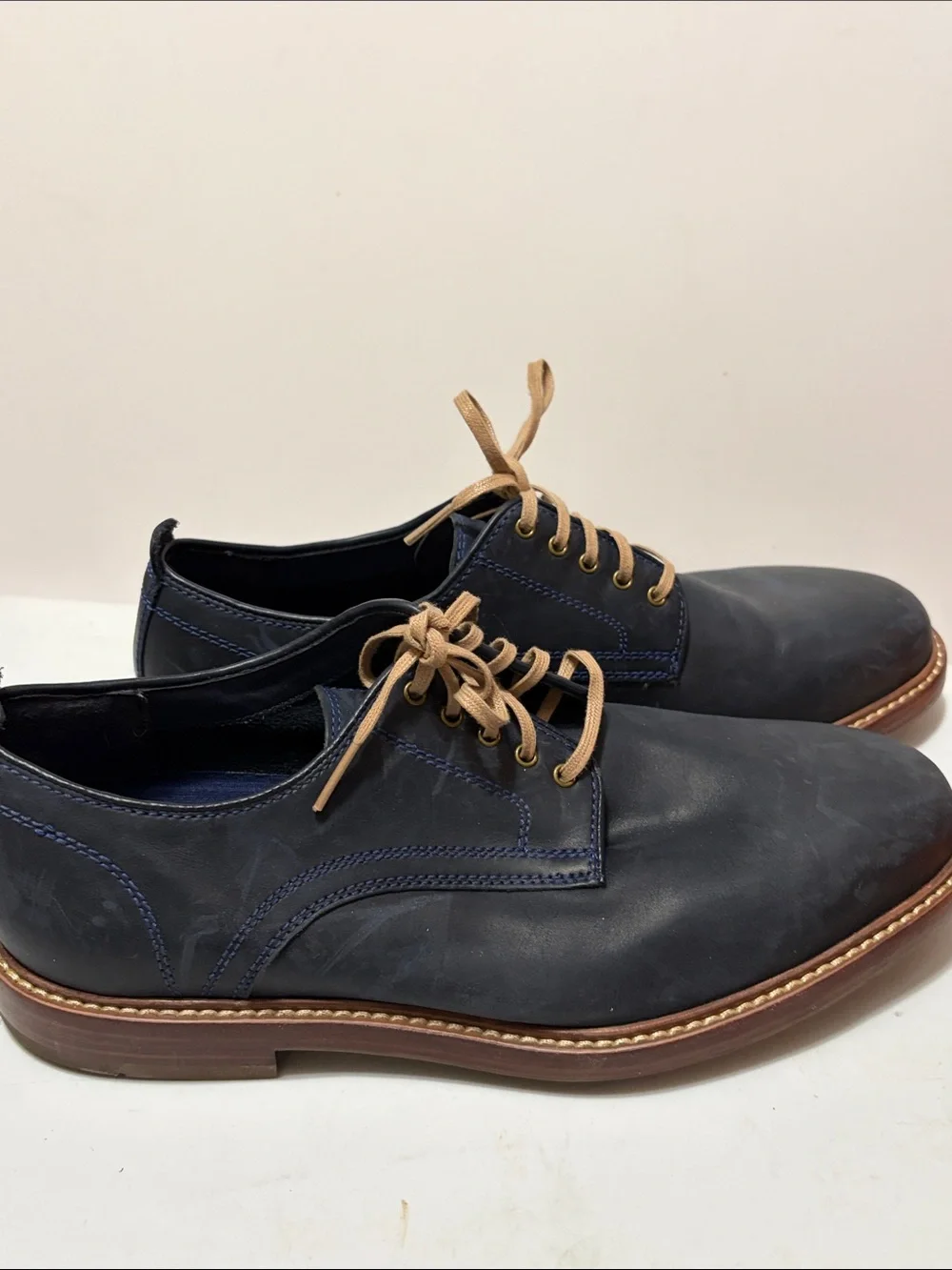 Cole Haan Men's Blue Leather Derby Shoes with Lace Up Sz 8M